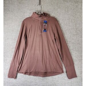 Lukka Lux 1/4 Zip Shirt Womens Large Mauve Long Sleeve Stretch Ltweight NWT